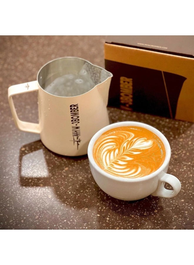 MHW-3BOMBER Milk Pitcher 5.0 Off White – 500ml Stainless Steel Frothing Pitcher for Latte Art, Ergonomic Handle, Non Stick Interior, Barista Milk Jug for Espresso and Coffee Drinks - Image 5